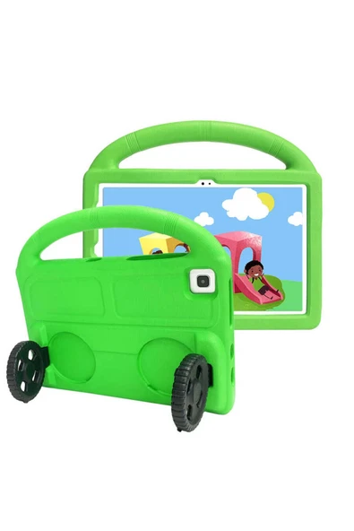 mastersonic Galaxy T720 Tab S5E Uyumlu MTSC Wheel Car Tekerlek Standlı Tablet Eva Silikon Kılıf-Yeşil ürün görseli 1