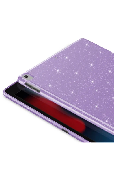 mastersonic iPad 10.2 2021 (9.Nesil) Simli Parlak Görünümlü Uyumlu MTSC Tablet Koton Kılıf-Pembe Koyu - Resim 5