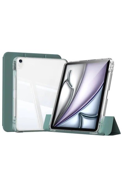 mastersonic iPad Air 13 2025 M3 Kılıf Magnetik Ayrılabilen Airbagli MTSC Sliding Tablet Kılıfı - Koyu Yeşil ürün görseli 1