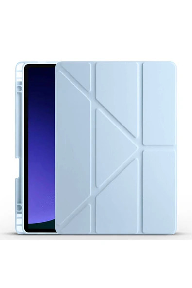 mastersonic Galaxy Tab S9 Kılıf Uyumlu MTSC Tri Folding Kalem Bölmeli Standlı Kılıf-Mavi ürün görseli 1