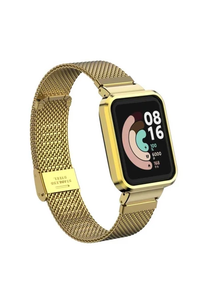 mastersonic Xiaomi Redmi Watch (Mi Watch Lite) Uyumlu KRD-59 Metal MTSC Kordon-Gold ürün görseli 1