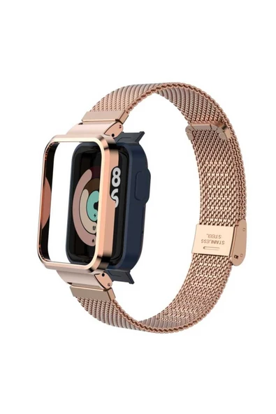 mastersonic Xiaomi Redmi Watch (Mi Watch Lite) Uyumlu KRD-59 Metal MTSC Kordon-Gold - Resim 5