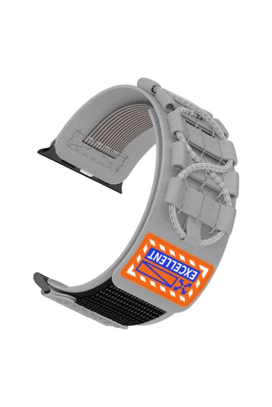 mastersonic Apple Watch 44mm MTSC KRD-112 Orbital Örgülü Halat Tasarımlı Naylon Kumaş Hasır Kordon-Gri ürün görseli 1