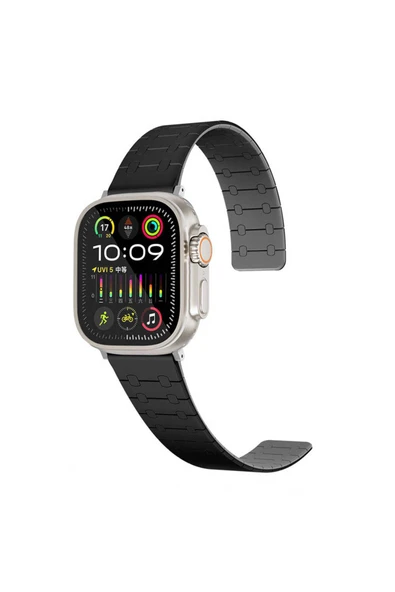 mastersonic Apple Watch 40mm MTSC KRD-111 Çizgili Desenli Silikon Kordon-Siyah ürün görseli 1