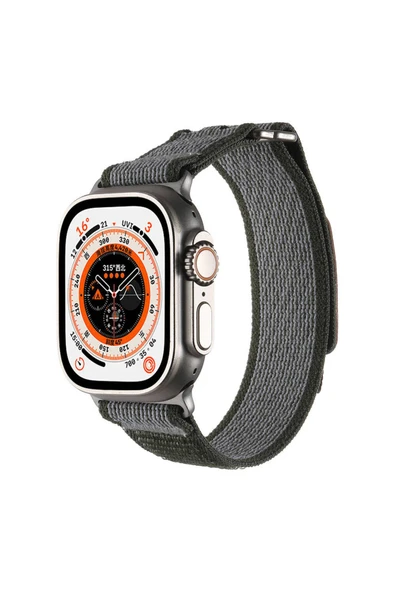 mastersonic Apple Watch Ultra 49mm Hasır Kordon MTSC KRD-106 Strap Kayış-Siyah-Gri - Resim 5