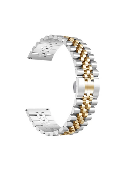 mastersonic Gear S2 Uyumlu KRD-36 20mm Metal MTSC Kordon-Gümüş-Rosegold ürün görseli 1