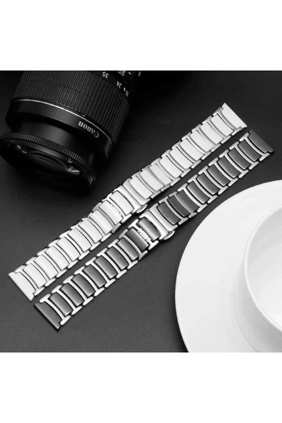 mastersonic Galaxy Watch 46mm (22mm) Seramik Metal MTSC Kordon-Beyaz-Gold - Resim 8