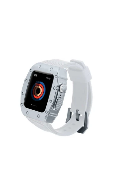 mastersonic Watch 7 45mm Uyumlu KRD-65 MTSC Kordon-Beyaz-Gümüş