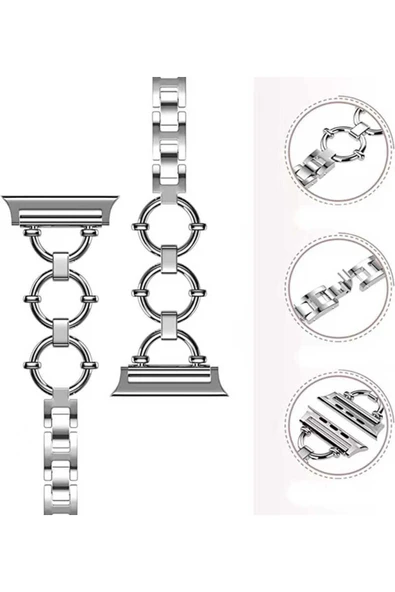 mastersonic Watch 7 41mm Uyumlu KRD-56 Metal MTSC Kordon-Siyah - Resim 4