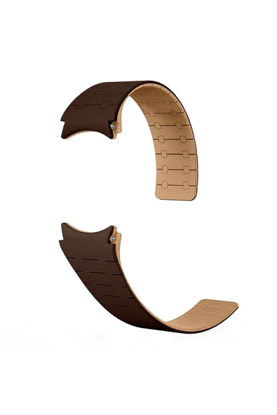 mastersonic Galaxy Watch 6 44mm MTSC KRD-111 20mm Çizgili Desenli Silikon Kordon-Kahverengi - Resim 3