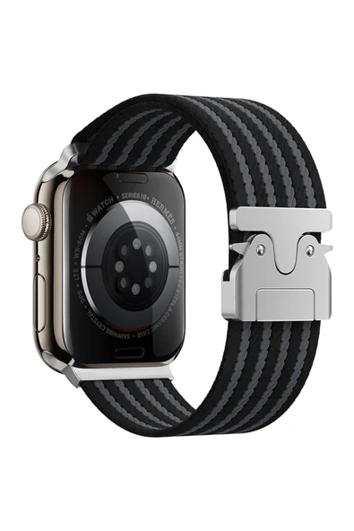 mastersonic Watch 44mm MTSC KRD-133 Naylon Kumaş Hasır Örgülü Kordon - Kahverengi - Resim 2