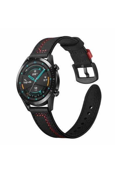 mastersonic Huawei Watch GT 3 46mm Uyumlu KRD-19 Deri MTSC Kordon-Yeşil - Resim 7