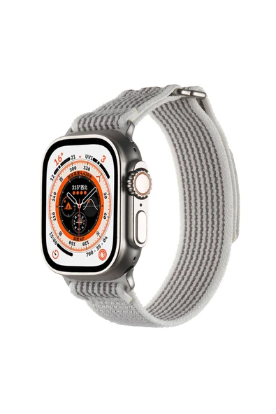 mastersonic Apple Watch Ultra 49mm Hasır Kordon MTSC KRD-106 Strap Kayış-Beyaz - 6