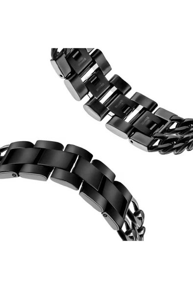 mastersonic Gear S3 (22mm) Uyumlu KRD-17 Metal MTSC Kordon-Siyah - Resim 5