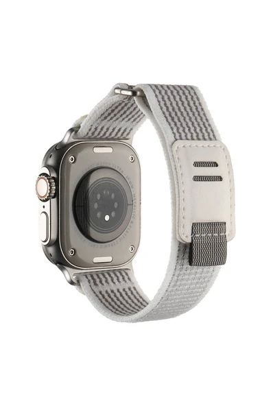 mastersonic Apple Watch Ultra 49mm Hasır Kordon MTSC KRD-106 Strap Kayış-Beyaz