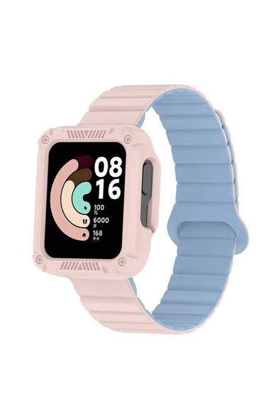 mastersonic Xiaomi Redmi Watch 2 Silikon Kordon MTSC KRD-105 Strap Kayış-Pembe-Mavi ürün görseli 1