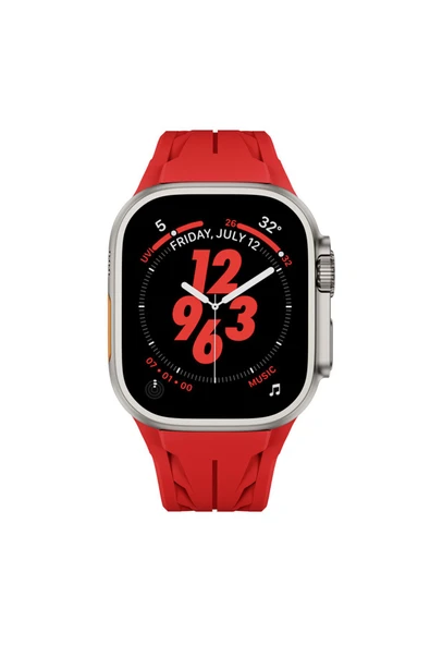 mastersonic Apple Watch Ultra 49mm KRD-127 Metal Tokalı Silikon Kordon-Beyaz - Resim 2
