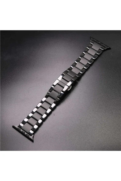 mastersonic Watch Ultra 49mm Kordon Mat Seramik Metal Strap Kayış MTSC- Siyah - Resim 8