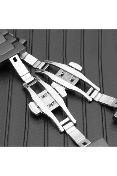 mastersonic Watch Ultra 49mm Kordon Mat Seramik Metal Strap Kayış MTSC- Siyah - Resim 4