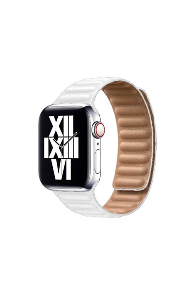 mastersonic Watch 42mm Uyumlu KRD-34 Deri MTSC Kordon-Beyaz ürün görseli 1