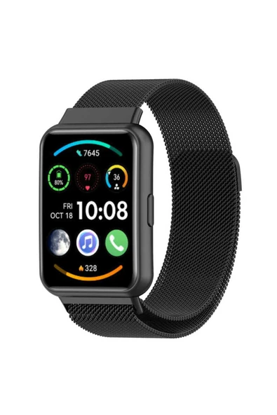 mastersonic Huawei Watch Fit 2 Uyumlu KRD-01 Metal MTSC Kordon-Siyah ürün görseli 1