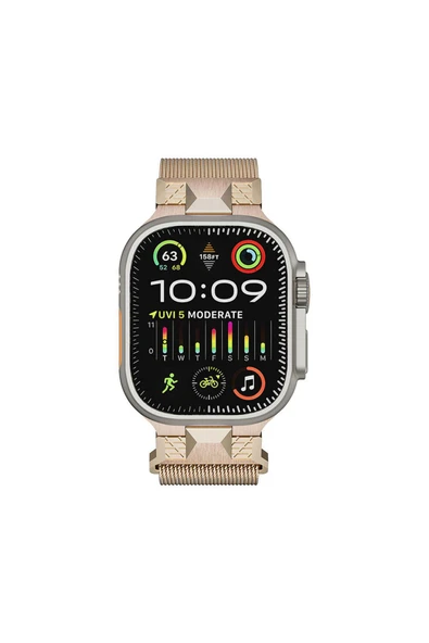 mastersonic Apple Watch Ultra 49mm MTSC KRD-107 Metal Hasır Kordon-Starlight ürün görseli 1