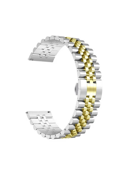 mastersonic Galaxy Watch 46mm Uyumlu KRD-36 22mm Metal MTSC Kordon-Gümüş-Gold ürün görseli 1