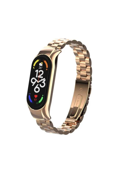 mastersonic Xiaomi Mi Band 7 Uyumlu KRD-04 Metal MTSC Kordon-Rose Gold ürün görseli 1