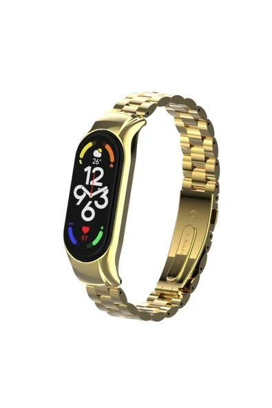mastersonic Xiaomi Mi Band 7 Uyumlu KRD-04 Metal MTSC Kordon-Gold ürün görseli 1