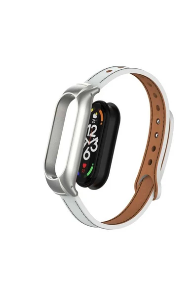 mastersonic Xiaomi Mi Band 7 Uyumlu KRD-68 Deri MTSC Kordon-Kahverengi - Resim 5