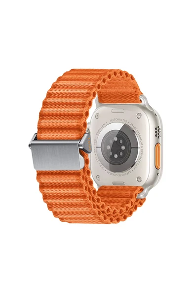 mastersonic Watch Ultra 49mm Uyumlu MTSC KRD-123 Naylon Kumaş Hasır Örgülü Kordon-Turuncu ürün görseli 1
