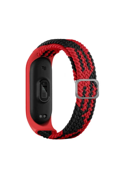 mastersonic Xiaomi Mi Band 3 Uyumlu KRD-49 Örgü MTSC Kordon-Siyah-Kırmızı ürün görseli 1