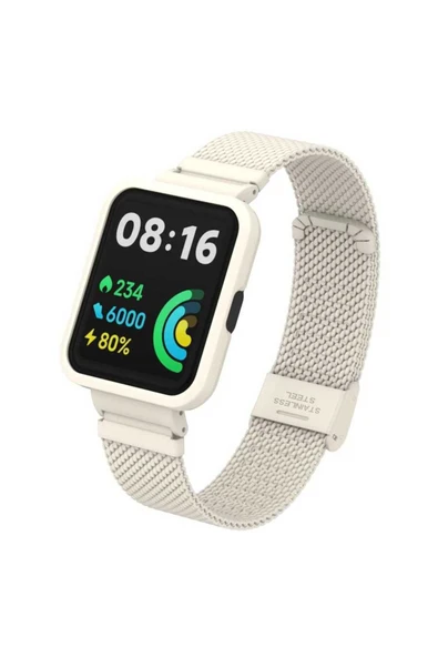 mastersonic Xiaomi Redmi Watch 2 Lite Uyumlu KRD-66 Metal MTSC Kordon-Krem ürün görseli 1