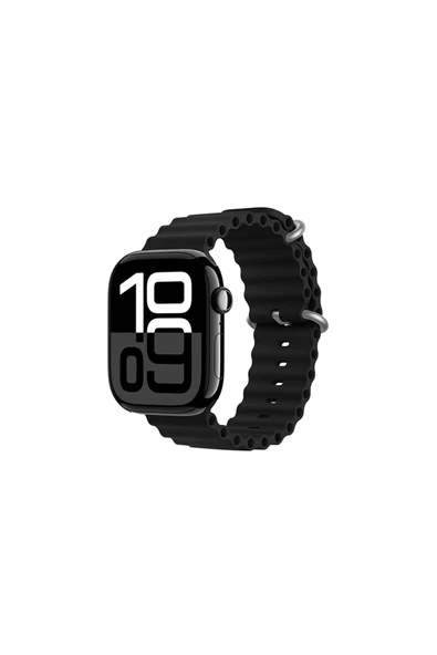 mastersonic Watch 10 46mm Uyumlu MTSC KRD-75 Silikon Kordon-Siyah ürün görseli 1