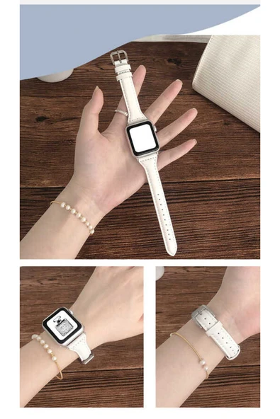 mastersonic Watch Ultra 49mm Kordon Uyumlu KRD-28 Deri Strap Kayış MTSC- Pembe - Resim 6