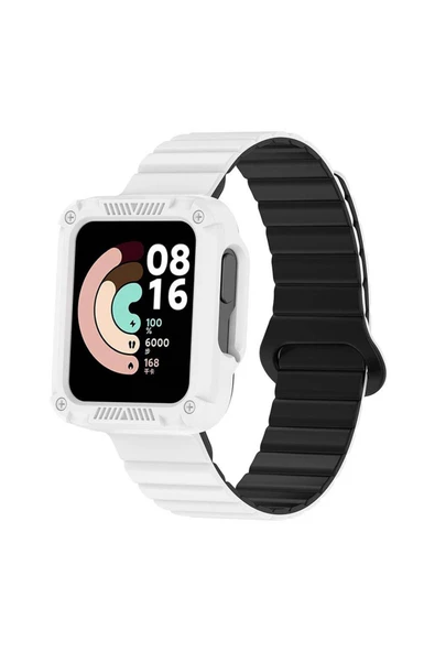 mastersonic Xiaomi Redmi Watch 1 Silikon Kordon MTSC KRD-105 Strap Kayış-Beyaz-Siyah ürün görseli 1
