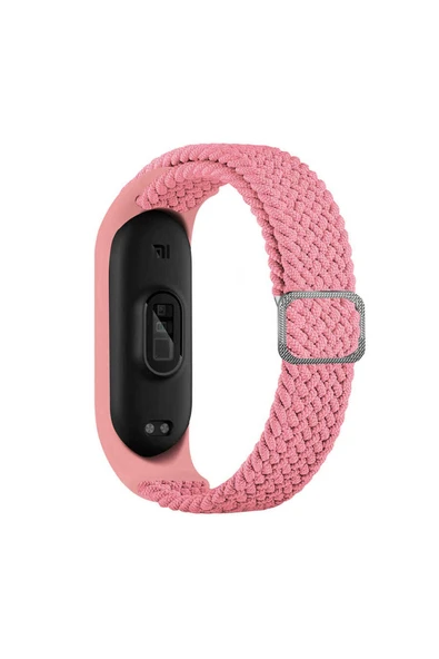 mastersonic Xiaomi Mi Band 6 Uyumlu KRD-49 Örgü MTSC Kordon-Pembe