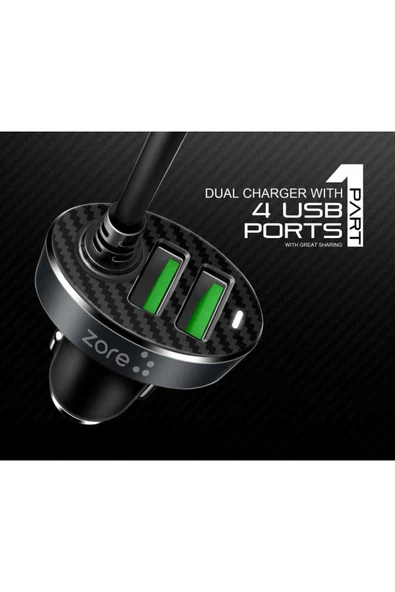 mastersonic MTSC ZR-C502 2+2 Araç Şarj Seti - Siyah - Resim 4