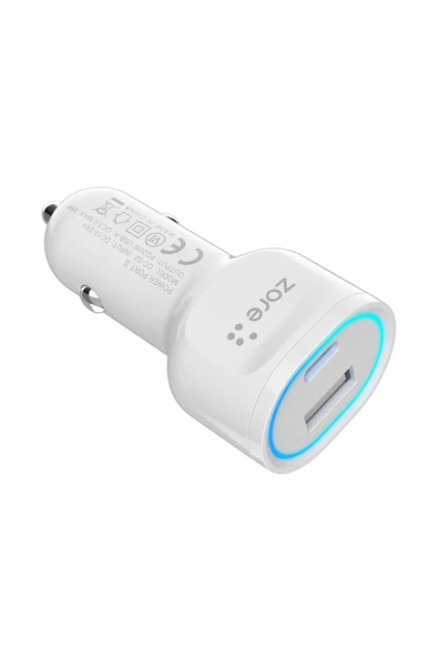 mastersonic TKNC CC-02 Hızlı Şarj Özellikli LED Işıklı QC 3.0 USB-A ve Type-C PD Araç Şarj Başlığı PD 20W - Beya - Resim 3