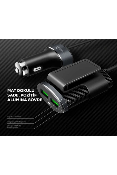 mastersonic MTSC ZR-C502 2+2 Araç Şarj Seti - Siyah - Resim 7