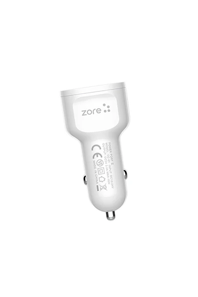 mastersonic Beyaz CC-01 Hızlı Şarj Özellikli LED Işıklı Dual USB Araç Şarj Başlığı 18W Zore-NVG - Resim 2