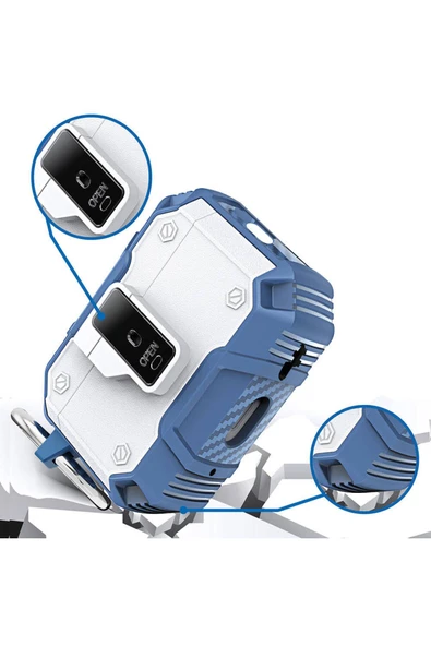 mastersonic Air-Pods 3. Nesil MTSC Airbag 35 Darbelere Karşı Dayanıklı Düğmeli Kılıf-Mavi - Resim 5