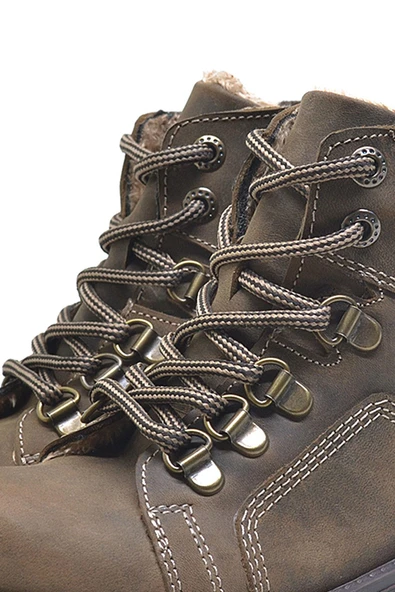 Kum Rengi Kırçıllı Yuvarlak Bot Bağcığı - Resim 2