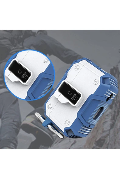 mastersonic Air-Pods Pro 2 MTSC Airbag 35 Darbelere Karşı Dayanıklı Düğmeli Kılıf-Siyah - Resim 2