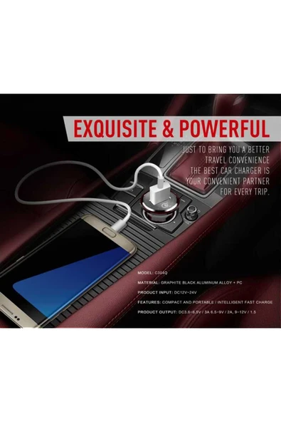 mastersonic MTSC ZR-C304Q Micro Araç Şarj Seti - Siyah - Resim 6