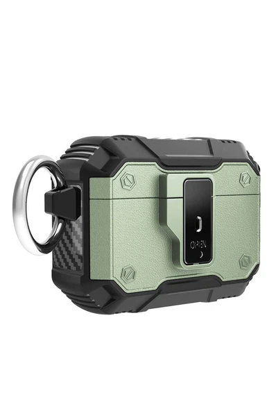 mastersonic Air-Pods Pro 2 ZNTH Airbag 35 Darbelere Karşı Dayanıklı Düğmeli Kılıf-Yeşil ürün görseli