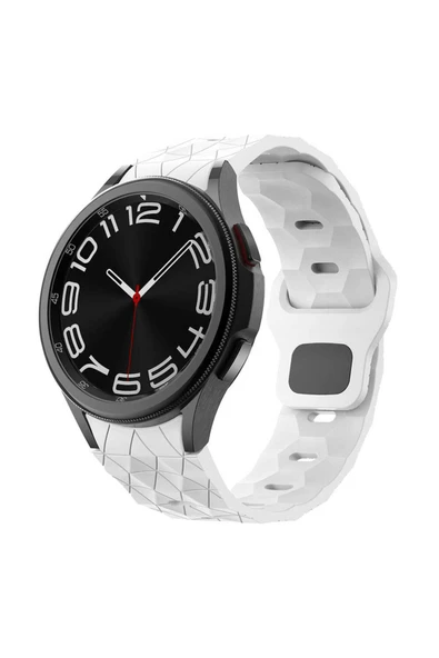 mastersonic Galaxy Watch 6 44mm MTSC KRD-116 20mm Futbol Desenli Spor Tasarımlı Silikon Kordon-Beyaz ürün görseli 1