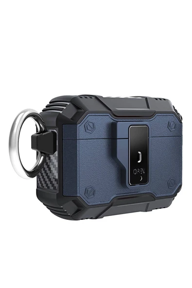 mastersonic Air-Pods 3. Nesil MTSC Airbag 35 Darbelere Karşı Dayanıklı Düğmeli Kılıf-Mavi ürün görseli