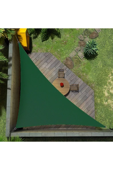 Yıldızhome Sizenelazım Su Geçirmez Oxford Kumaş Yarasa Model Yeşil Üçgen Gölgelik 4.40x4.40x6.25mt - 1