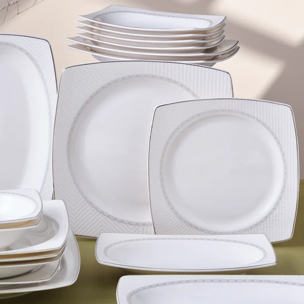 GÜRAL PORSELEN Caroline 30 Parça 6 Kişilik Yemek Takımı 6366 - Resim 2